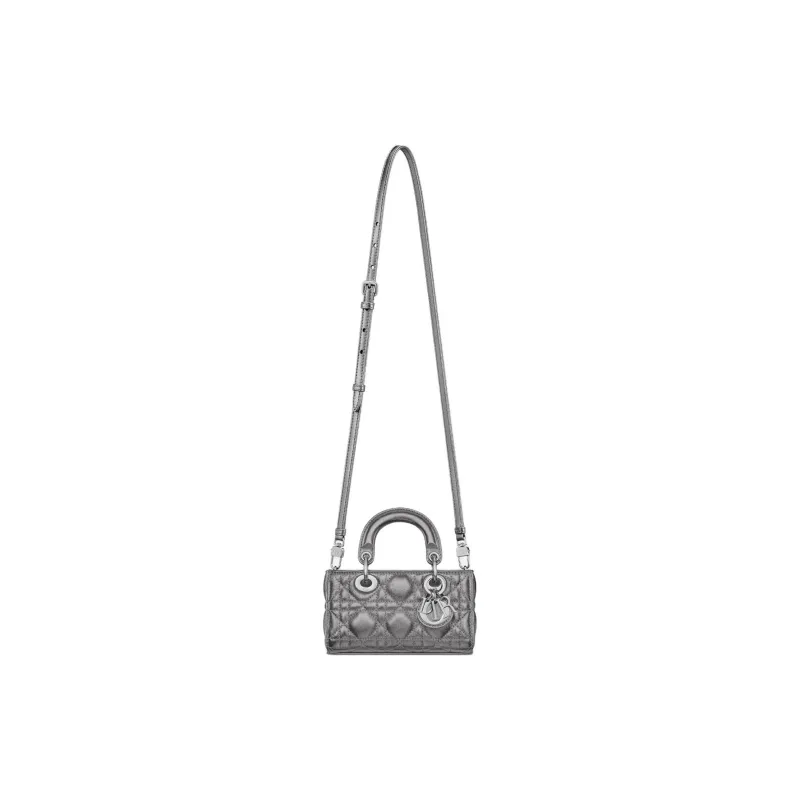 DIOR Lady D Joy Cow Leather Lady Dior Bag, Shoulder Bag, Crossbody Bag, Handbag Extra Mini Women's Silver Gray-2
