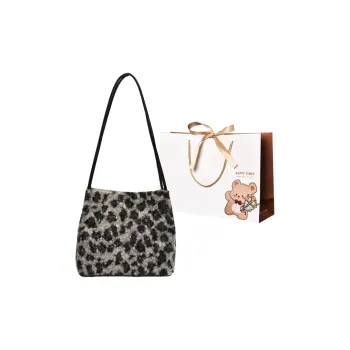 ERANGBEAR PU With Plush Handbag, Shoulder Bag Women's Black/Brown