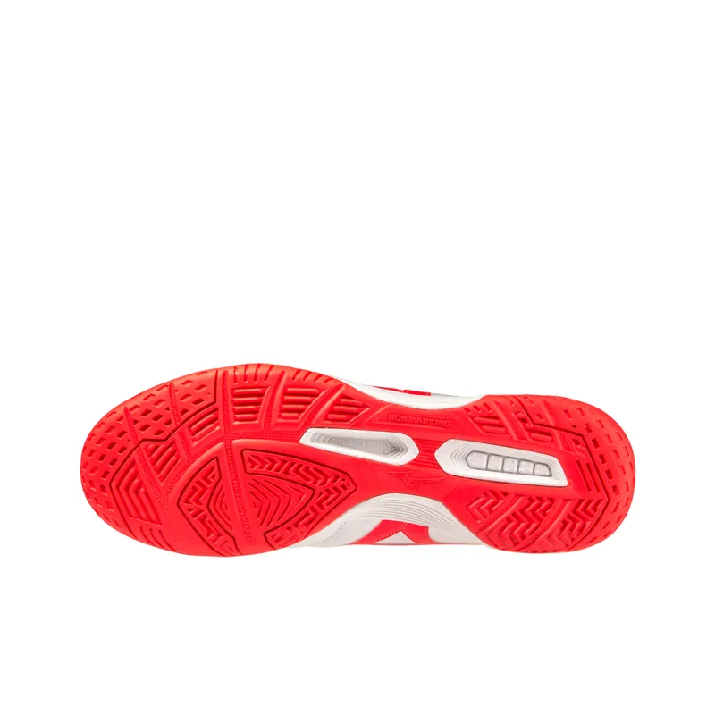 Mizuno IC/IN Anti Slip Wear Resistant Soccer Shoes Unisex White Red-4