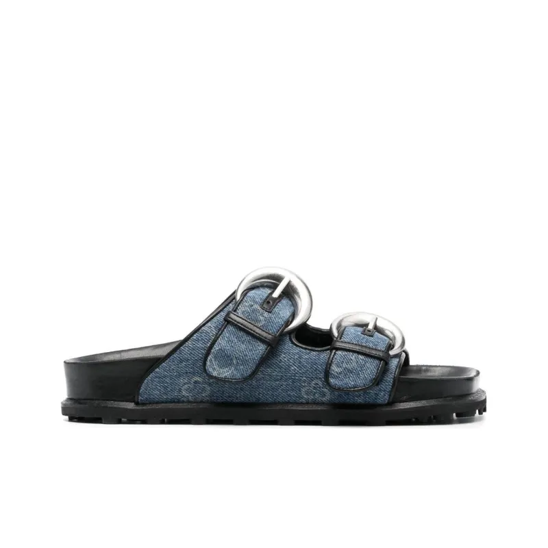 Marine Serre Regenerated Denim Monogram Sandals Women's-1