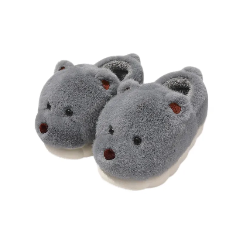 Flamingo Small Dog Cute Cotton Slippers, Backed For Fall And Winter Indoor Couple Home Use Plush Warm Fuzzy Slippers-9