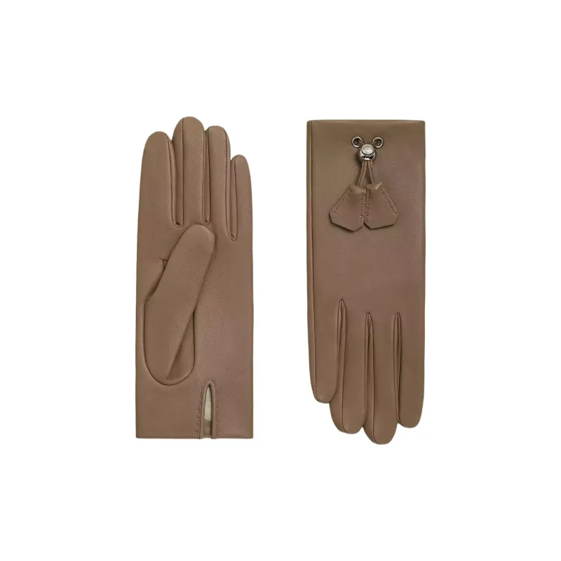HERMES Lambskin Cashmere Brushed Other Gloves Women's Black/Brown-0