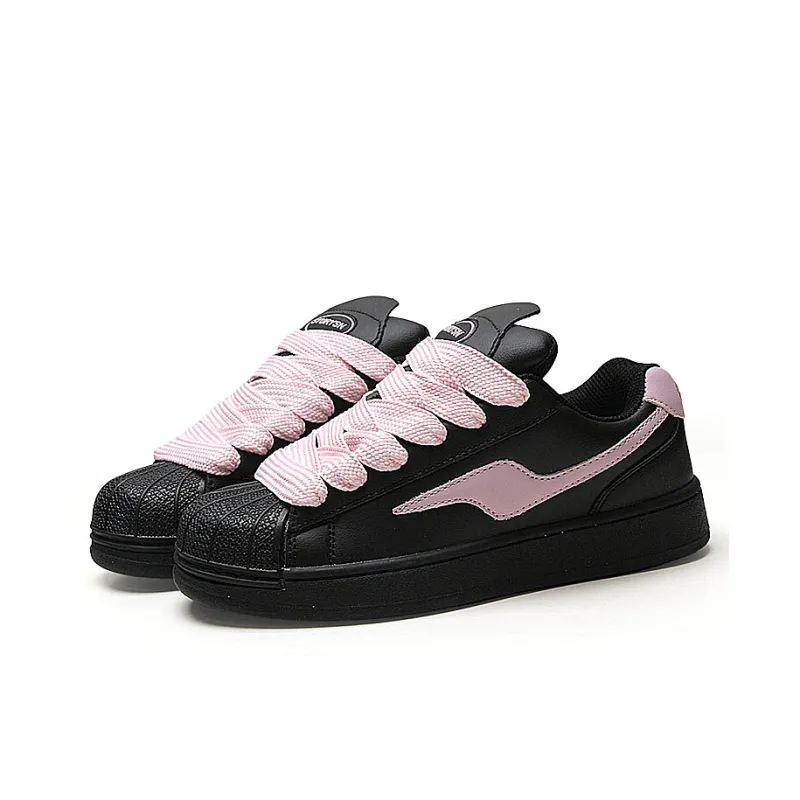 STUR YSN Wear resistant And Lightweight Low Top Skateboard Shoes Unisex Black Pink-1