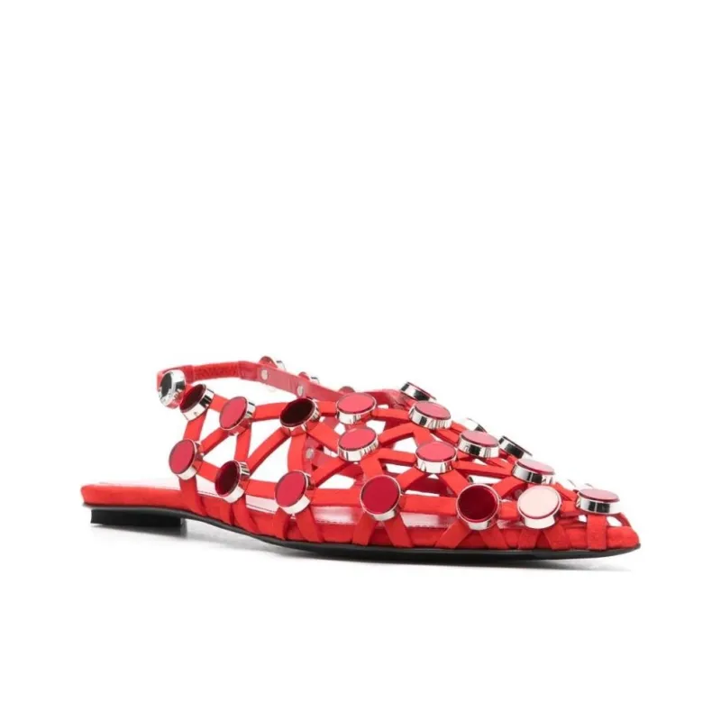 The Attico Grid Pointed Toe Ballet Flats Women's-4