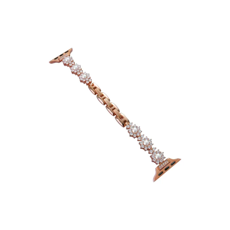 Warbler Dew Compatible With Apple Watch Apple Watch Band S9/S8/SE/7/6/5/4/3 Metal Sunflower Pearl Strap-6