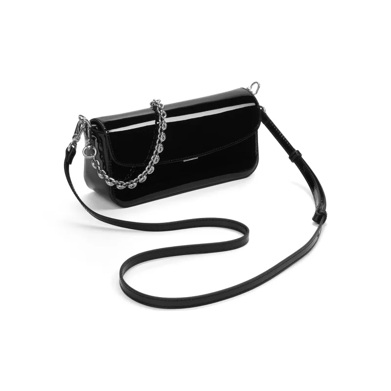 CHARLES&KEITH PU One Shoulder Bag Trumpets Women's Silver/Noir Black-5