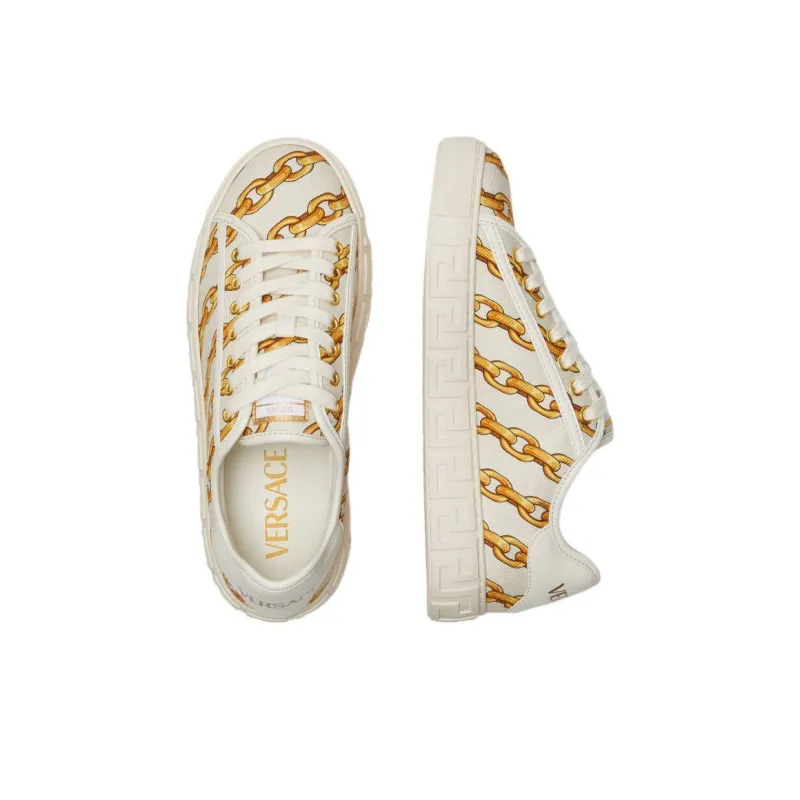 FANSIZHE Greca Low Top Skateboard Shoes Women's White Yellow-3
