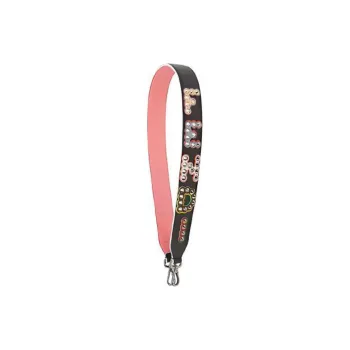 FENDI Leather Shoulder Strap Bag Straps Women's Black/Pink