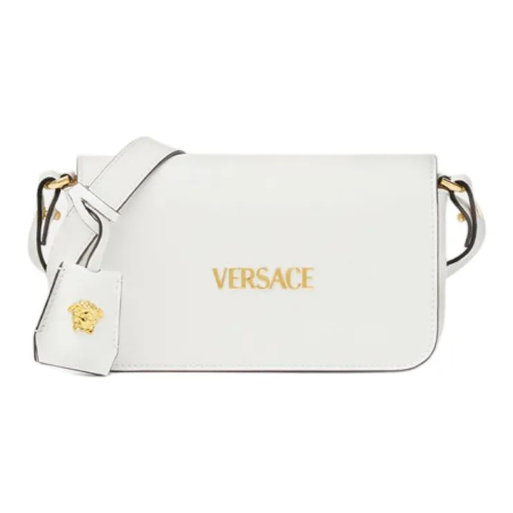 VERSACE Tag Lambskin Shoulder Bag Crossbody Bag Mini Women's White-0