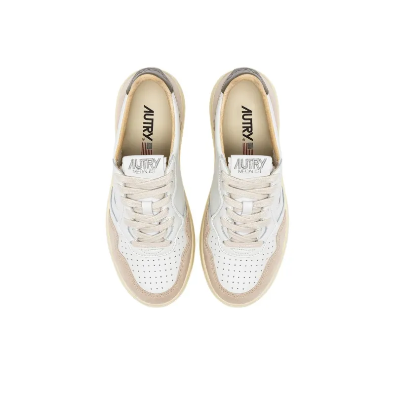 AUTRY Medalist Leather Low White Covert Green Beige-3