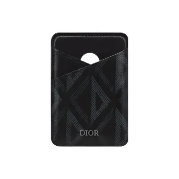 DIOR Canvas With Cow Leather Patchwork Detail Card Holder Men's Black