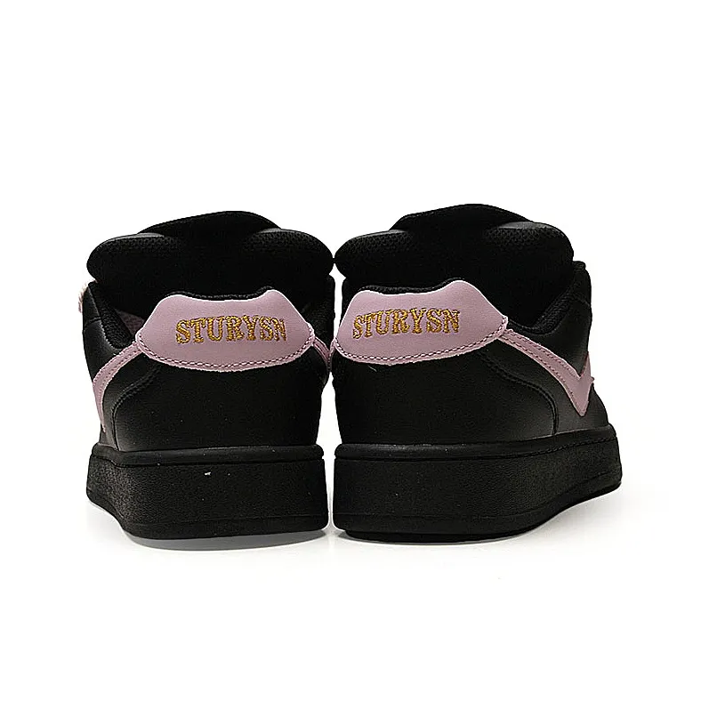STUR YSN Wear resistant And Lightweight Low Top Skateboard Shoes Unisex Black Pink-2