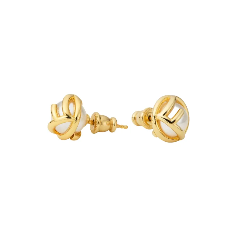 FENDI Brass Stud Earrings Women's Gold-0