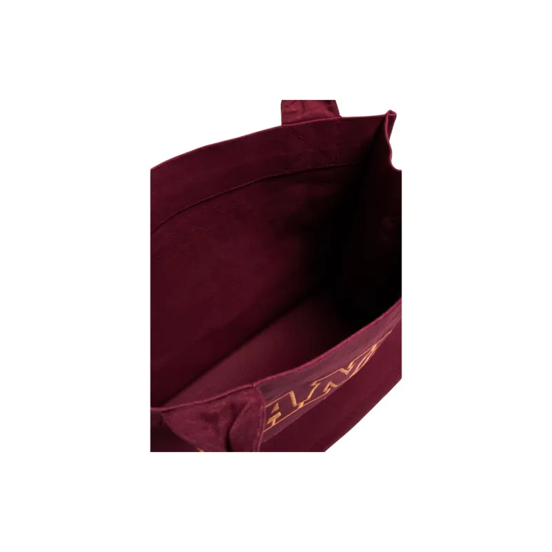 GANNI Recycled Denim Tote Bag Shopping Bag Handbag Large Size Women's Burgundy-3