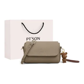 PT'SON Cow Leather Patchwork Synthetic Leather Shoulder Bag Crossbody Bag Cylinder Bag Regular Women's Elephant Gray