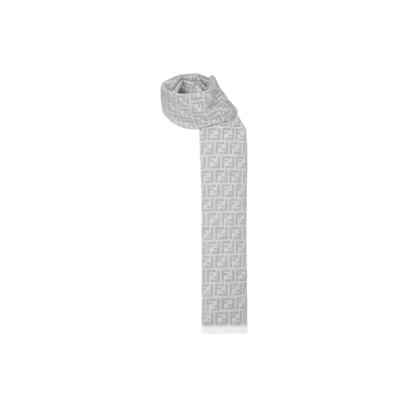 FENDI Wool Knit Scarves Men's Gray-1