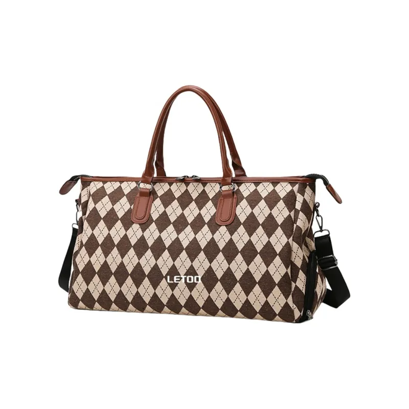 LETOO Oxford Gym Bag Medium Size Unisex Black/Coffee-3