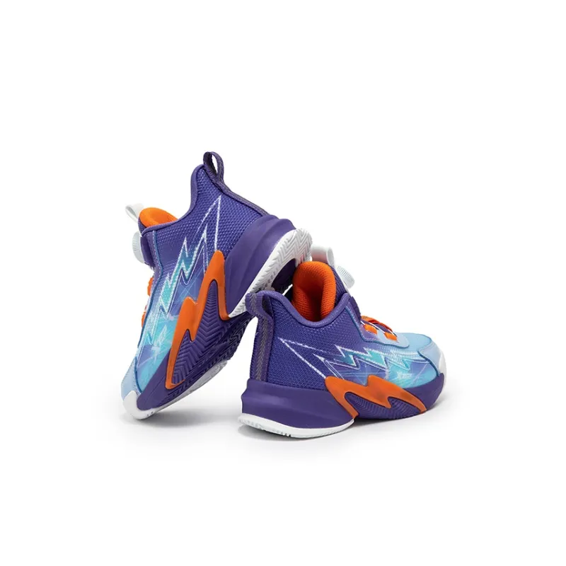 XTEP Anti Slip Wear Resistant Mid Top Children's Basketball Shoes Ultraviolet Aurora Blue Children Aged 3 7 Years Old-4