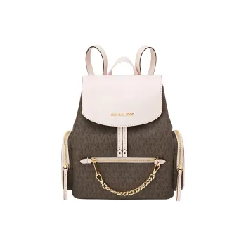 MICHAEL KORS Jet Set Artificial Leather Backpack Medium Size Women's Dark Brown/Light Pink