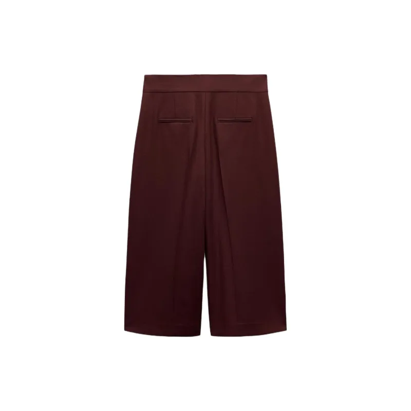 ZARA ZW Series Casual Shorts Women's Burgundy Red-1