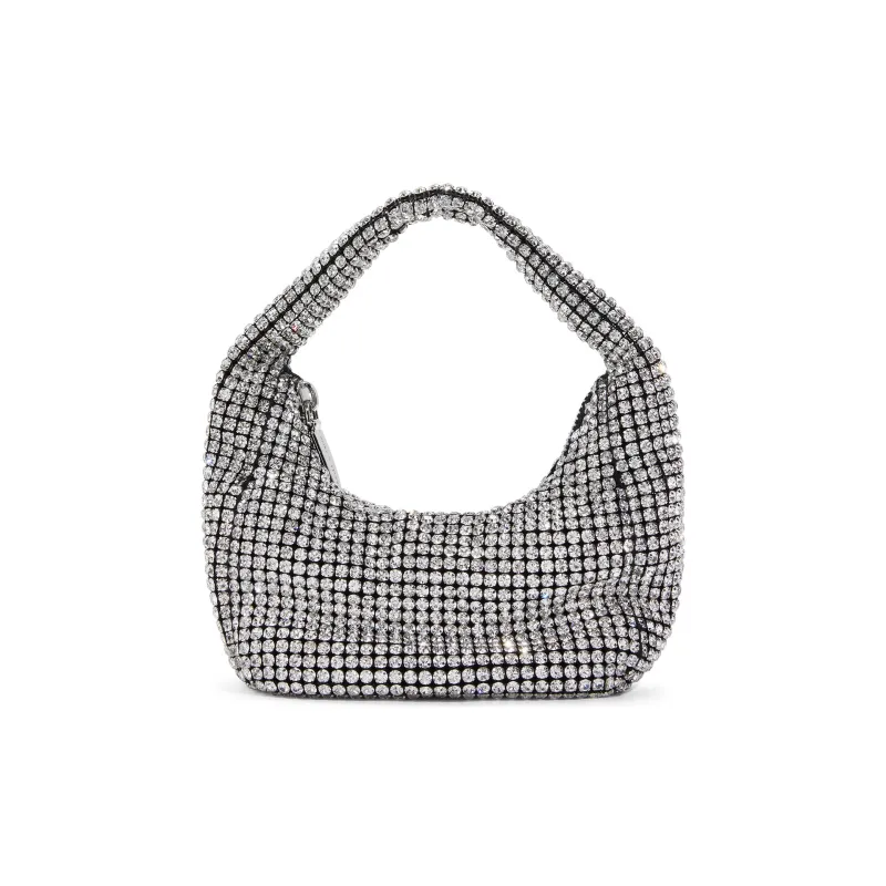 CHARLES&KEITH Artificial Crystal Handbag Small Size Women's Silver-0