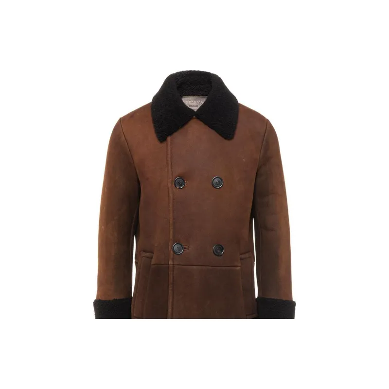 PRADA Double Breasted Mid Length Coat-4