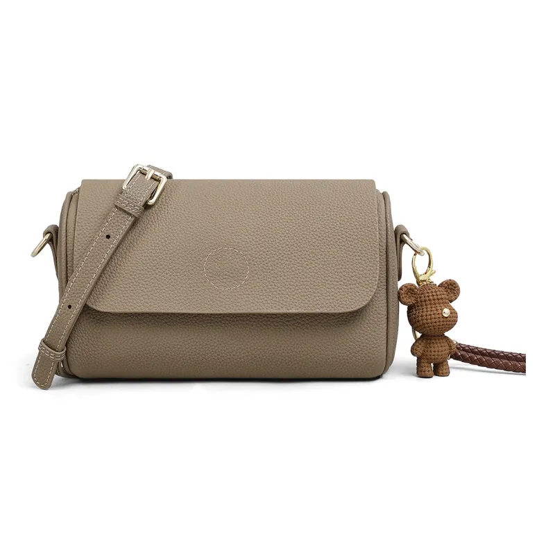 PT'SON Cow Leather Patchwork Synthetic Leather Shoulder Bag Crossbody Bag Cylinder Bag Regular Women's Elephant Gray-4