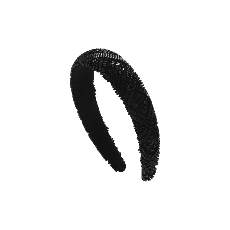 ROYALSASA Acrylic Beads Sequins Acrylic Bottom Clamp Headbands Women's-3