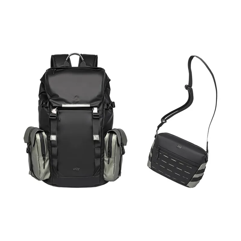 GYXX Artificial Leather Backpack Unisex Jasper/Frost Moon White-4