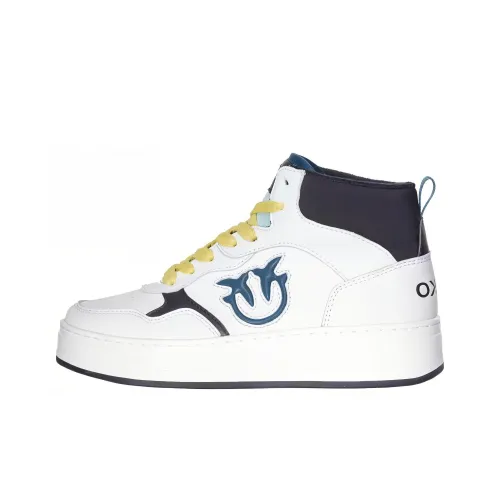PINKO Love Birds Series High-Top Skateboard Shoes Women's White