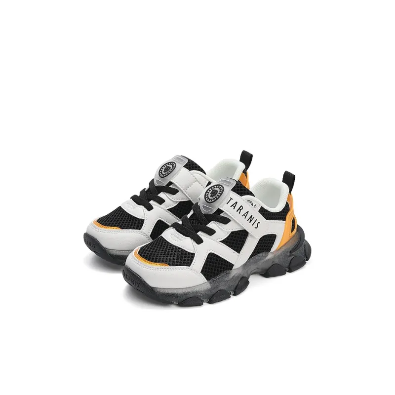 TARANIS Abrasion Resistant Breathable Kids' Running Shoes Black/White/Yellow Children Aged 3 7 Years Old-2