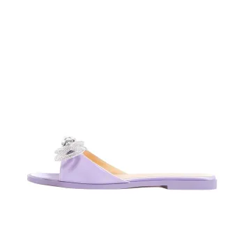 MACH & MACH Double Bow Slide Slippers Women's Purple