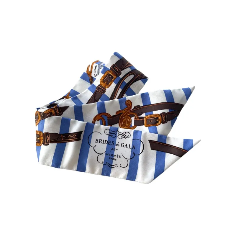 HERMES Silk Silk Scarves Women's Blue/White-2