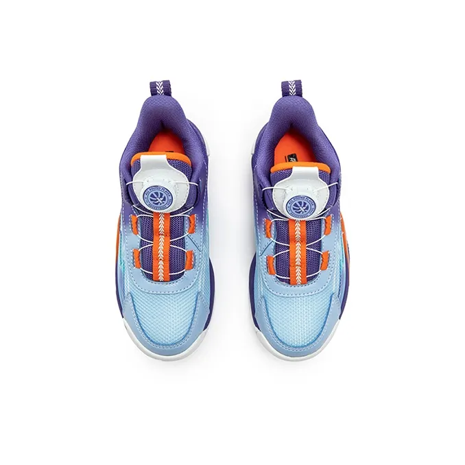 XTEP Anti Slip Wear Resistant Mid Top Children's Basketball Shoes Ultraviolet Aurora Blue Children Aged 3 7 Years Old-3