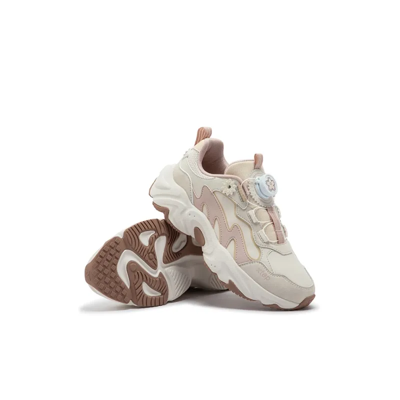 XTEP Non slip Support Low Top Kids Lifestyle Shoes White Sand Gray Brown Pink Kids'-4