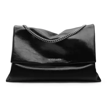 CHARLES&KEITH PU Messenger Bag Shoulder Bag Large Size Women's Black/Grey/Burgundy/Pewter