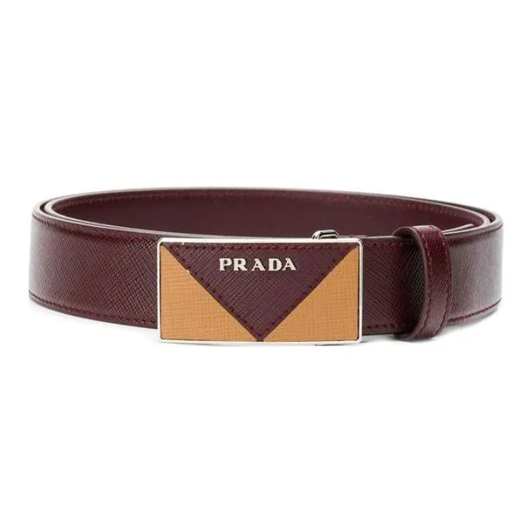 PRADA Calfskin Leather Belts Unisex Burgundy --0