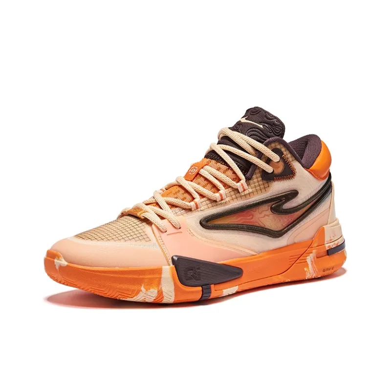 Erke Basketball Shoes Men Low Top Cinnamon Citrus Orange-2