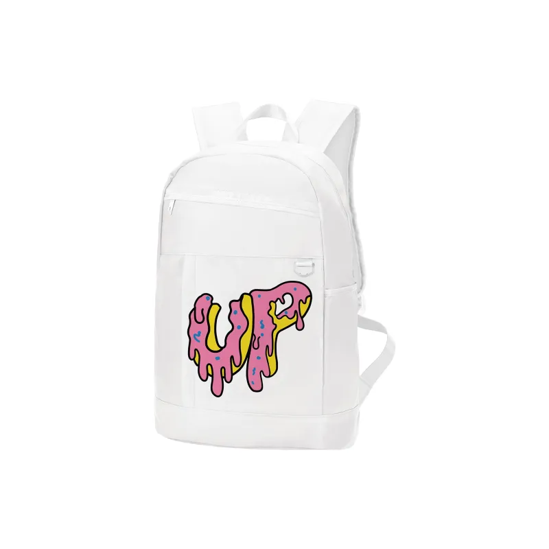 TURN UP Polyester Students Backpack Regular Unisex White-1