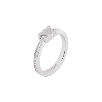 CELINE Triomphe Sparkle Ring In Strass And Brass With Rhodium Finish
