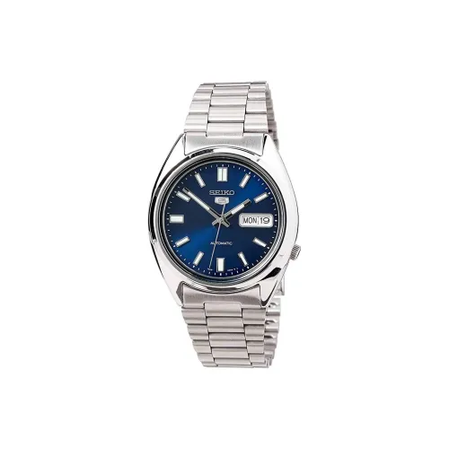 SEIKO 5 Collection Automatic/Manual Mechanical Movement Stainless Steel Strap Watch 38mm Men's Watches Blue Dial
