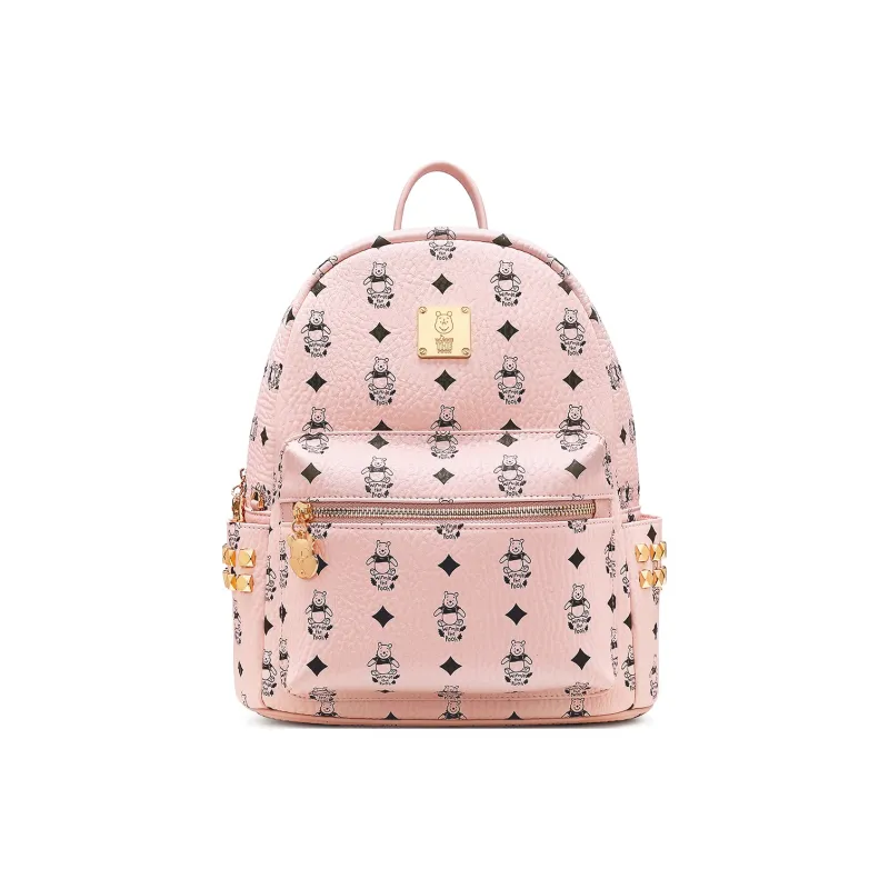 Disney Winnie The Pooh Series PU Bonded Synthetic Leather Backpack Medium Size Women's Brown-15