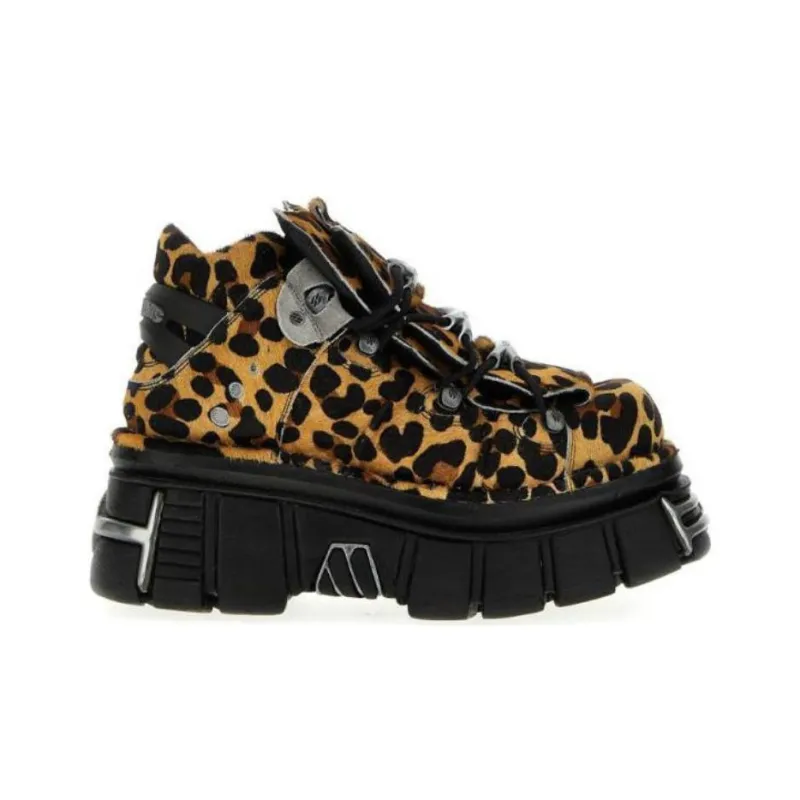 NEW ROCK x Vetements Wear-Resistant Mid-Top Casual Shoes Men's Leopard-1
