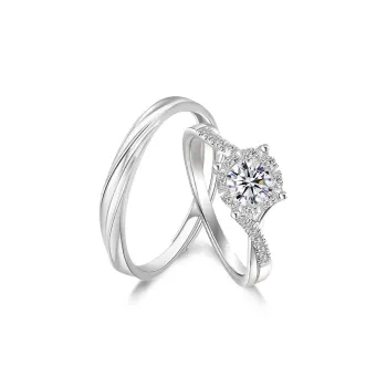 NUSQ Sterling Silver Zircon Rings Unisex