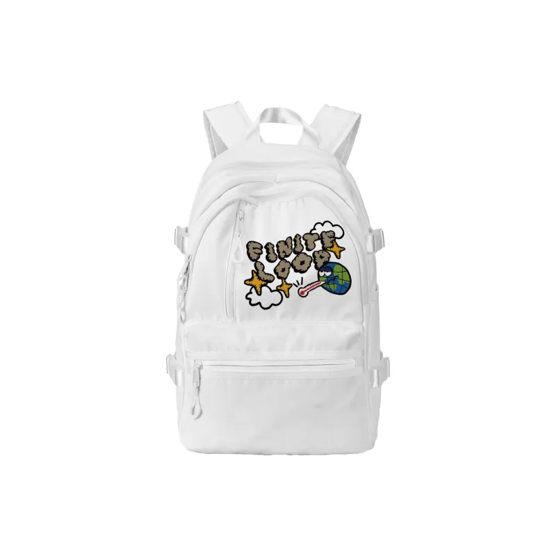 FINITE LOOP Recycled Material Student Backpack Regular Unisex White-6