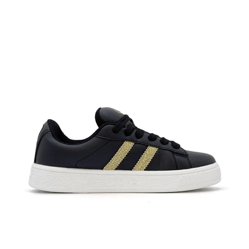 XIANGSU Trendy Versatile Classic Vintage Low-Top Skateboard Shoes Black Gold-7