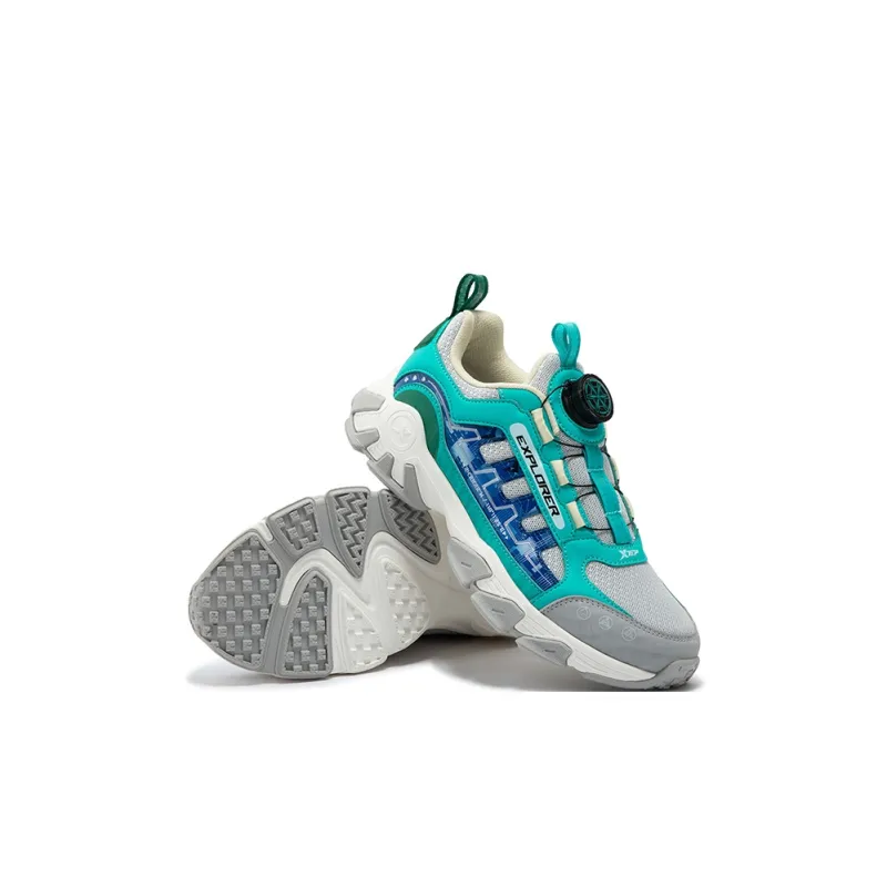 XTEP Non slip Support Low Top Kids Lifestyle Shoes Moonstone Gray Aqua Blue Baby Yellow Kids'-4
