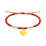 Ruyi Peaceful Lock Rope Bracelet, Red