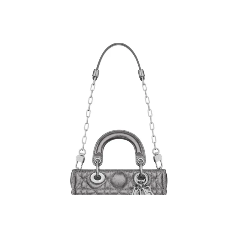 DIOR Lady D Joy Cow Leather Lady Dior Bag, Shoulder Bag, Crossbody Bag, Handbag Extra Mini Women's Silver Gray-6