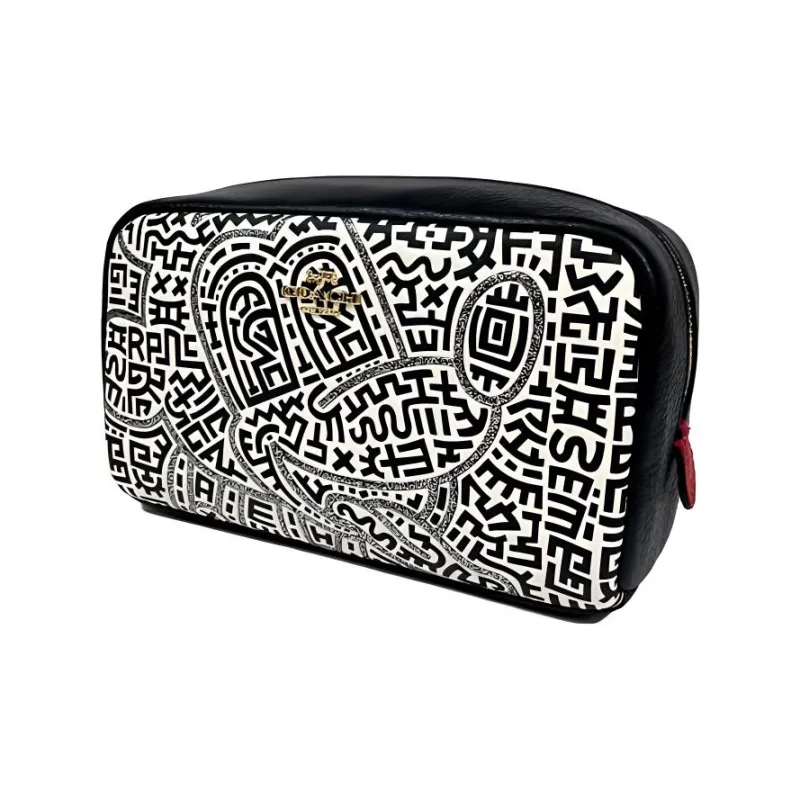 Keith Haring X Disney X COACH Boxy Makeup Bags Black-2